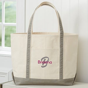 Playful Name Embroidered Weekender Tote - Grey