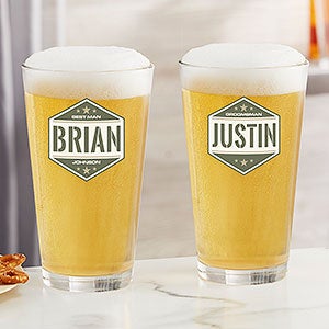 Five-Star Groomsmen Personalized 16oz Pint Glass