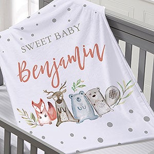 Sweet Baby Woodland Personalized 30x40 Plush Fleece Baby Blanket