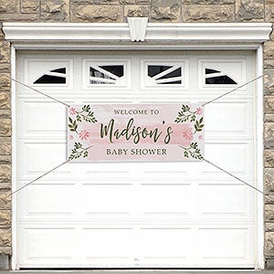 Floral Frame Baby Shower Personalized Banner - 20x48