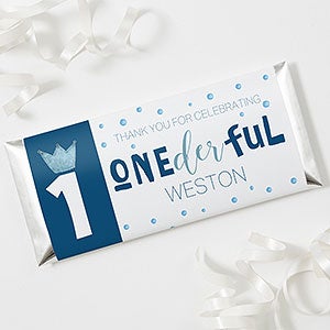 Onederful Boy First Birthday Personalized Candy Bar Wrappers - Set of 12