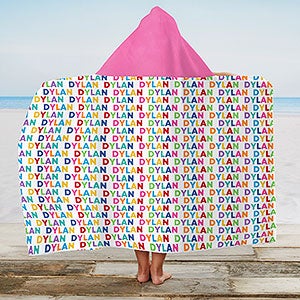 Vibrant Name Personalized Kids Hooded Beach Towel