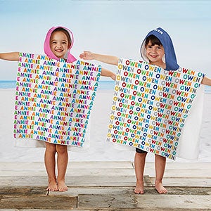 Vibrant Name Personalized Kids Poncho Beach & Pool Towel
