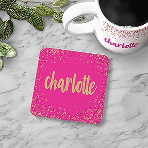 Sparkling Name Personalized Coasters
