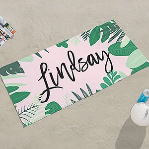 Palm Leaves Personalized 35x72 Beach Towel