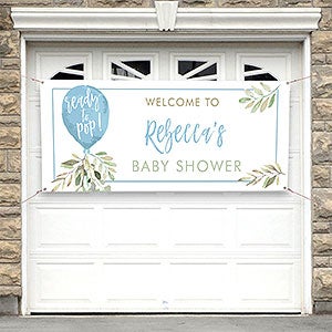 Ready To Pop Baby Boy Shower Personalized Banner - 30x72