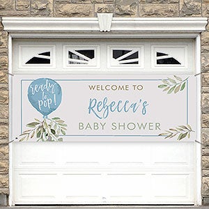 Ready To Pop Baby Boy Shower Personalized Banner - 45x108