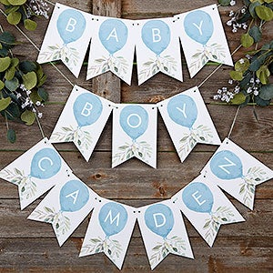 Ready To Pop Baby Boy Personalized Bunting Banner - 32 Flags