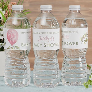 Ready To Pop Girl Baby Shower Personalized Water Bottle Labels - 24 labels