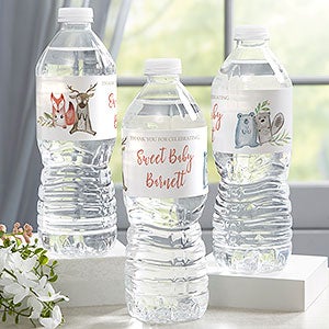Sweet Baby Woodland Personalized Water Bottle Labels - 24 labels