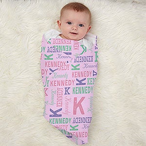 Repeating Name Personalized Receiving Blanket
