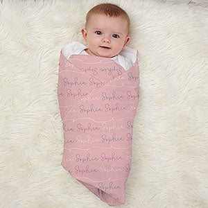 Modern Girl Name Personalized Receiving Blanket