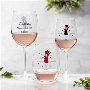 Graduation Girl Personalized Wine Glasses - 27245