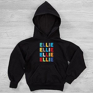 Vibrant Name For Her Personalized Hanes Kids Hooded Sweatshirt