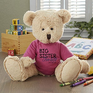 Big Sister Personalized Plush Teddy Bear - Raspberry
