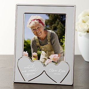 Memorial Double Heart Personalized Silver Picture Frame