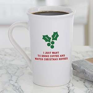 Christmas Icon Personalized Latte Mug 16 oz White