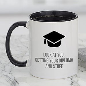 Graduation Icon Personalized Coffee Mug 11 oz Black
