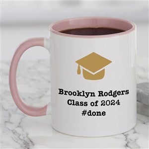 Graduation Icon Personalized Coffee Mug 11 oz Pink