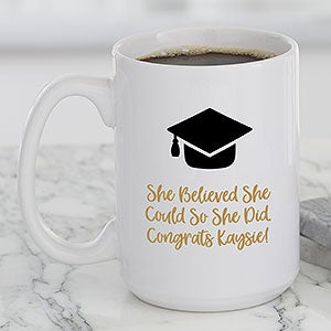 Graduation Icon Personalized Coffee Mug 15 oz White