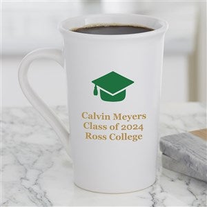 Graduation Icon Personalized Latte Mug 16 oz White