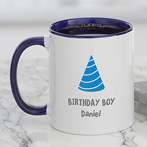 Birthday Icon Personalized Coffee Mug 11 oz Blue