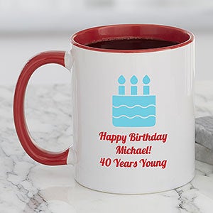 Birthday Icon Personalized Coffee Mug 11 oz Red