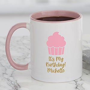 Birthday Icon Personalized Coffee Mug 11 oz Pink
