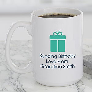 Birthday Icon Personalized Coffee Mug 15 oz White