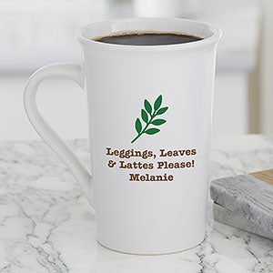 Fall Icon Personalized Latte Mug 16 oz White