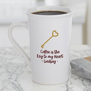 Valentine's Day Icon Personalized Latte Mug 16 oz White