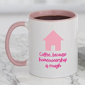 New Home Icon Personalized Coffee Mug 11 oz Pink