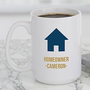New Home Icon Personalized Coffee Mug 15 oz White
