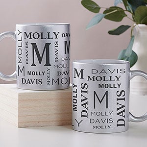 Notable Name Personalized 11 oz Silver Glitter Coffee Mug