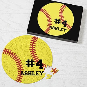 Softball Personalized 68 Pc Round Puzzle