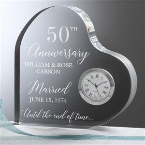 Engraved Happy Anniversary Heart Clock - Unique Anniversary Gifts By Year - #27376
