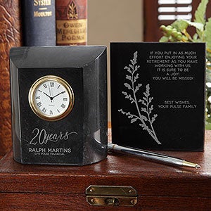 Retirement Personalized Marble Desk Clock