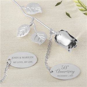 Anniversary Wishes Engraved Silver Keepsake Rose