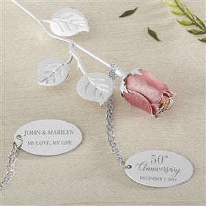 Anniversary Wishes Engraved Pink Keepsake Rose
