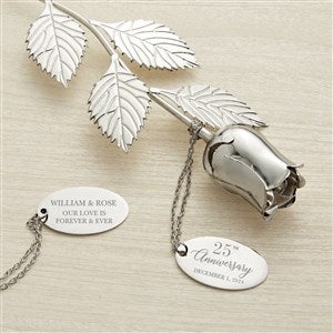 Anniversary Wishes Engraved Large Silver Keepsake Rose
