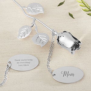 For Her Engraved Silver Keepsake Rose