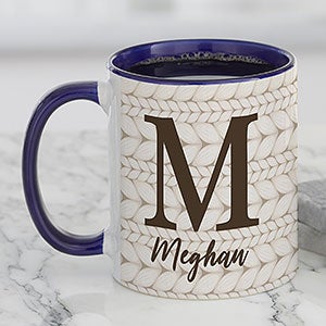 Sweater Monogram Personalized Coffee Mug 11oz Blue