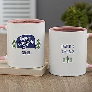 Happy Camper Personalized Coffee Mug 11 oz.- Pink - #27425-P