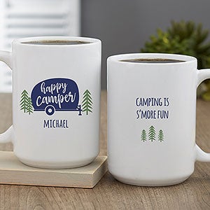 Happy Camper Personalized Coffee Mug 15 oz.- White - #27425-L