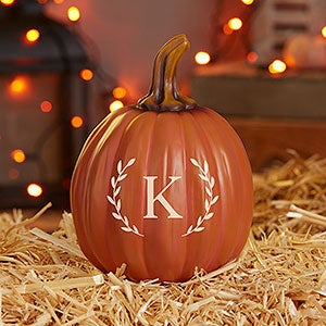 Laurel Initial Personalized Monogram Pumpkins - Small Orange