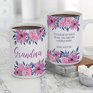 Feminine Florals Personalized Mom Coffee Mug 15 oz White