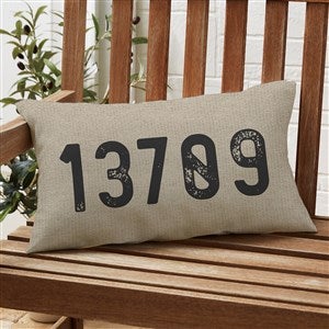Rustic Address Personalized Lumbar Outdoor Throw Pillow - 12x22