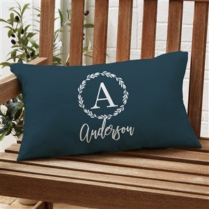 Laurel Monogram Personalized Lumbar Outdoor Throw Pillow - 12x22