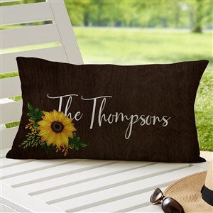 Summertime Sunflowers Personalized Lumbar Outdoor Throw Pillow - 12x22