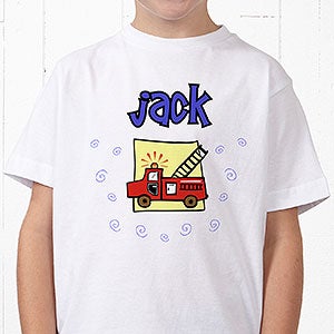 Personalized Kids T-Shirts - He's All Boy - Youth Large (14-16) - Red
